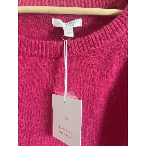 NWT Lauren Conrad Pink Women's Fuchsia Knit Super soft Sweater Size Large - Picture 2 of 6